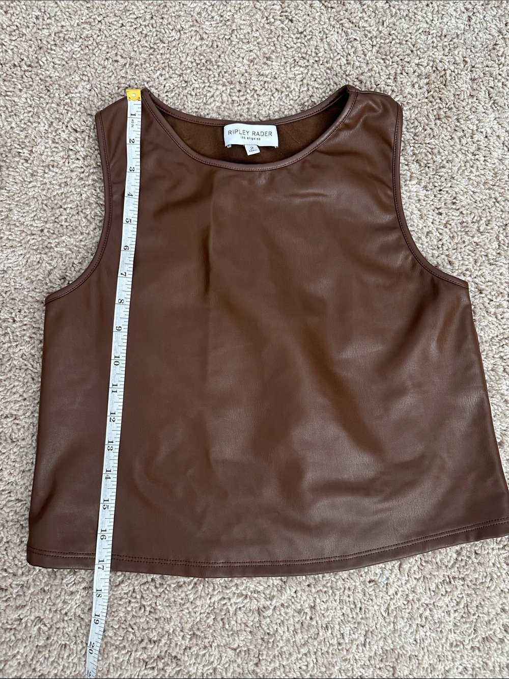 Ripley Rader Los Angeles Brown Faux Leather Tank Top Size 2 Small Made USA - Picture 5 of 6